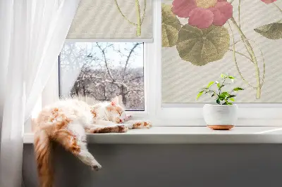 Fensterrollo mit Blumenmotiv