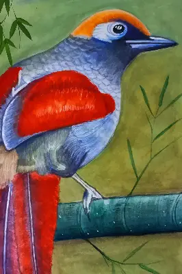 Fensterrollo mit Motiv eines Vogels auf einem Ast