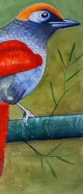 Fensterrollo mit Motiv eines Vogels auf einem Ast