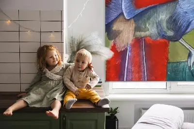 Fensterrollo mit Motiv eines Vogels auf einem Ast