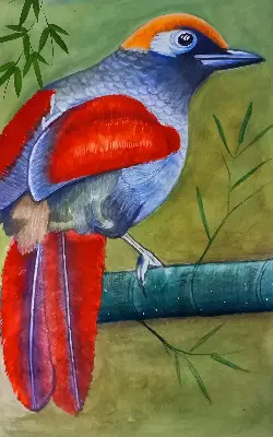 Fensterrollo mit Motiv eines Vogels auf einem Ast
