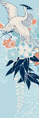 Fensterrollo mit Motiv von Reihern in Blumen