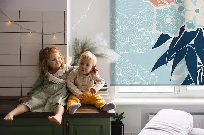 Fensterrollo mit Motiv von Reihern in Blumen