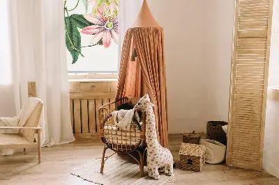 Rollo Fenster mit Motiv einer rosa Blume