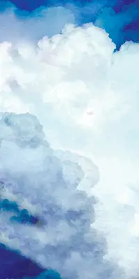 Fensterrollo mit Wolkenmotiv