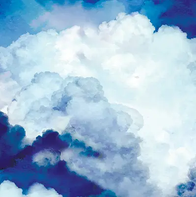 Fensterrollo mit Wolkenmotiv