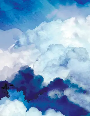 Fensterrollo mit Wolkenmotiv