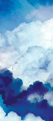 Fensterrollo mit Wolkenmotiv