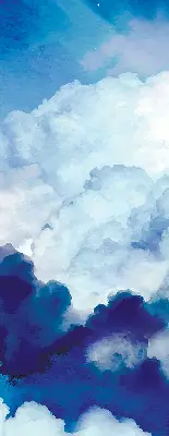 Fensterrollo mit Wolkenmotiv