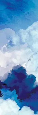Fensterrollo mit Wolkenmotiv