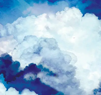 Fensterrollo mit Wolkenmotiv
