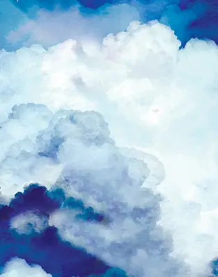 Fensterrollo mit Wolkenmotiv
