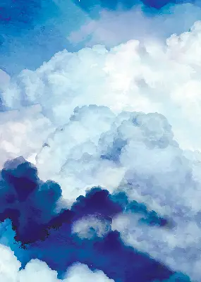 Fensterrollo mit Wolkenmotiv