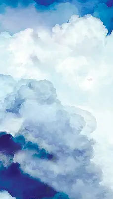 Fensterrollo mit Wolkenmotiv