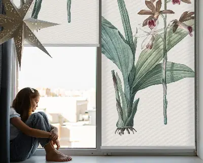 Fensterrollo innen mit Blumenmuster
