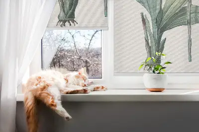 Fensterrollo innen mit Blumenmuster