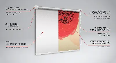 Fensterrollo innen mit Motiv Blumen in einem roten Kreis