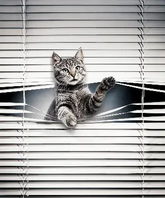 Fensterrollo mit Katzenmotiv