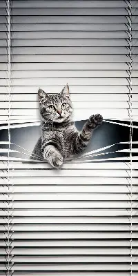 Fensterrollo mit Katzenmotiv