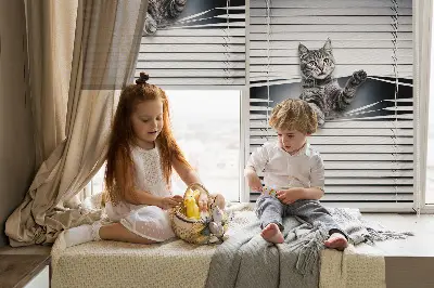 Fensterrollo mit Katzenmotiv