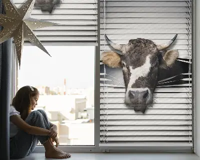 Fensterrollo mit Kuhmotiv