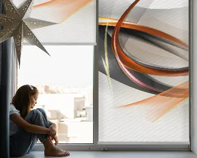 Rollo lichtundurchlässig Orange Linienmuster