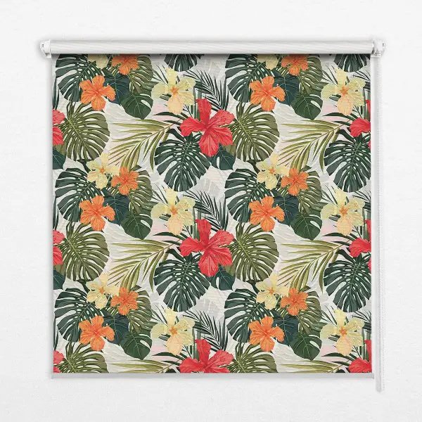 Rollo lichtundurchlässig Tropische Blumen und Blätter
