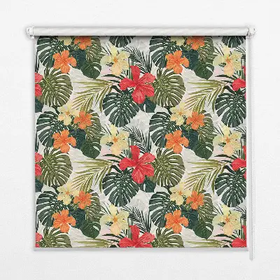 Rollo lichtundurchlässig Tropische Blumen und Blätter