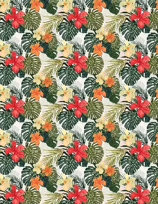 Rollo lichtundurchlässig Tropische Blumen und Blätter