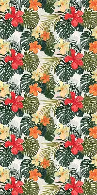 Rollo lichtundurchlässig Tropische Blumen und Blätter