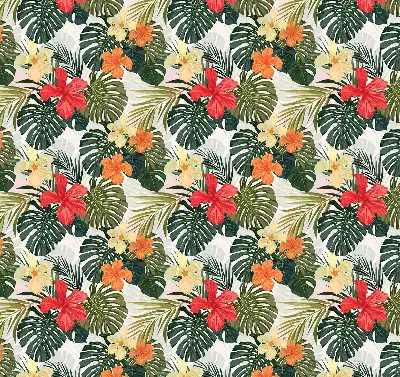 Rollo lichtundurchlässig Tropische Blumen und Blätter