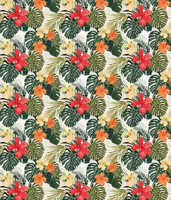 Rollo lichtundurchlässig Tropische Blumen und Blätter