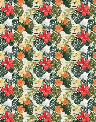 Rollo lichtundurchlässig Tropische Blumen und Blätter