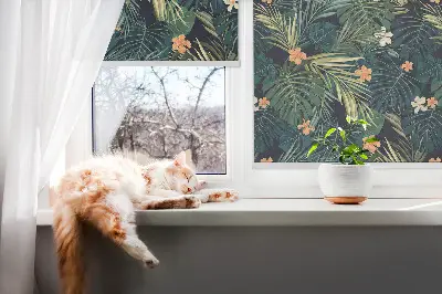 Verdunkelungsrollo Tropische Blätter und Blüten