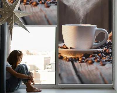 Fenster rollo Eine Tasse Kaffee