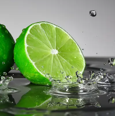 Rollo lichtundurchlässig Limetten im Wasser