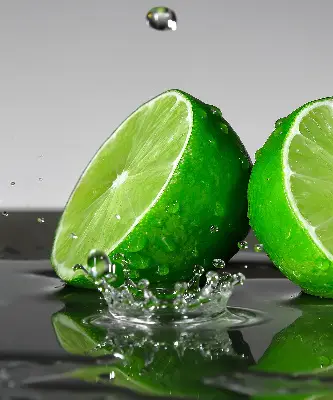 Rollo lichtundurchlässig Limetten im Wasser