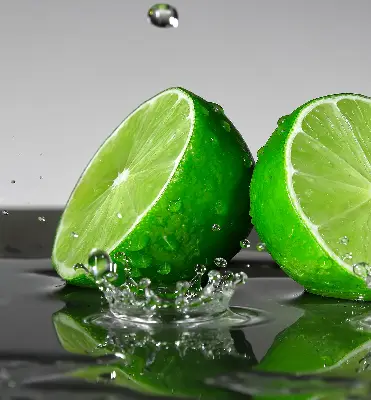 Rollo lichtundurchlässig Limetten im Wasser
