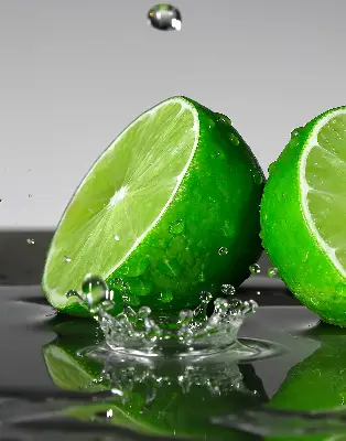 Rollo lichtundurchlässig Limetten im Wasser