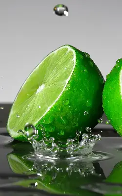 Rollo lichtundurchlässig Limetten im Wasser