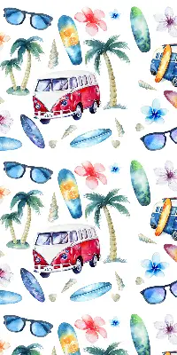 Rollo lichtundurchlässig Autos und Palmen aus Hawaii