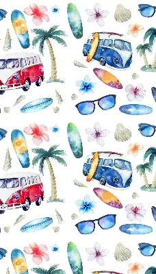 Rollo lichtundurchlässig Autos und Palmen aus Hawaii