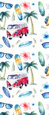 Rollo lichtundurchlässig Autos und Palmen aus Hawaii