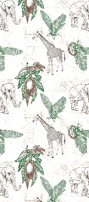 Verdunkelungsrollo Giraffen, Elefanten und Blätter