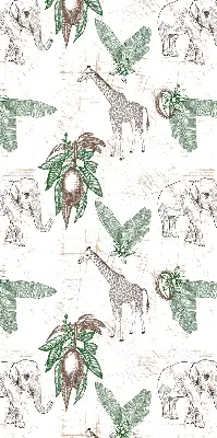 Verdunkelungsrollo Giraffen, Elefanten und Blätter