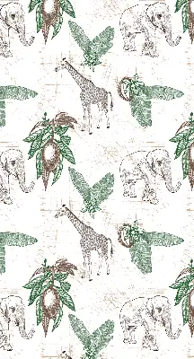 Verdunkelungsrollo Giraffen, Elefanten und Blätter