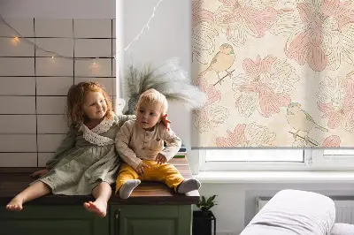 Fenster rollo Vögel zwischen den Blumen