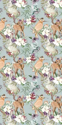 Fenster rollo Rehe, Vögel und Kaninchen