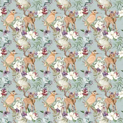 Fenster rollo Rehe, Vögel und Kaninchen