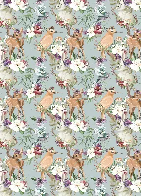 Fenster rollo Rehe, Vögel und Kaninchen